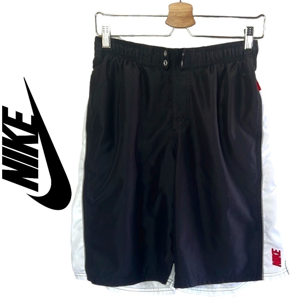 Nike Black/White And Red Swim Shorts Size S